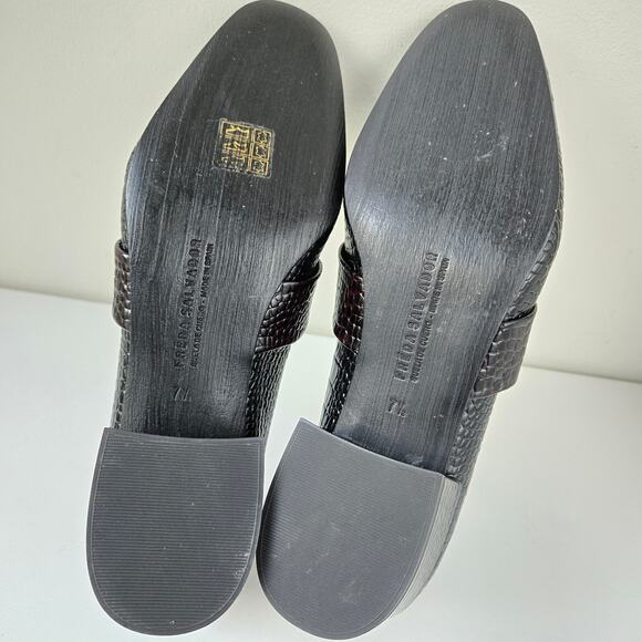 Freda Salvador NEW Rock Mid Heel Loafer Crocodile Emboss Leather Shoes Women 7.5 - Picture 11 of 13